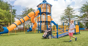 Inclusive playground ramp for wheelchair